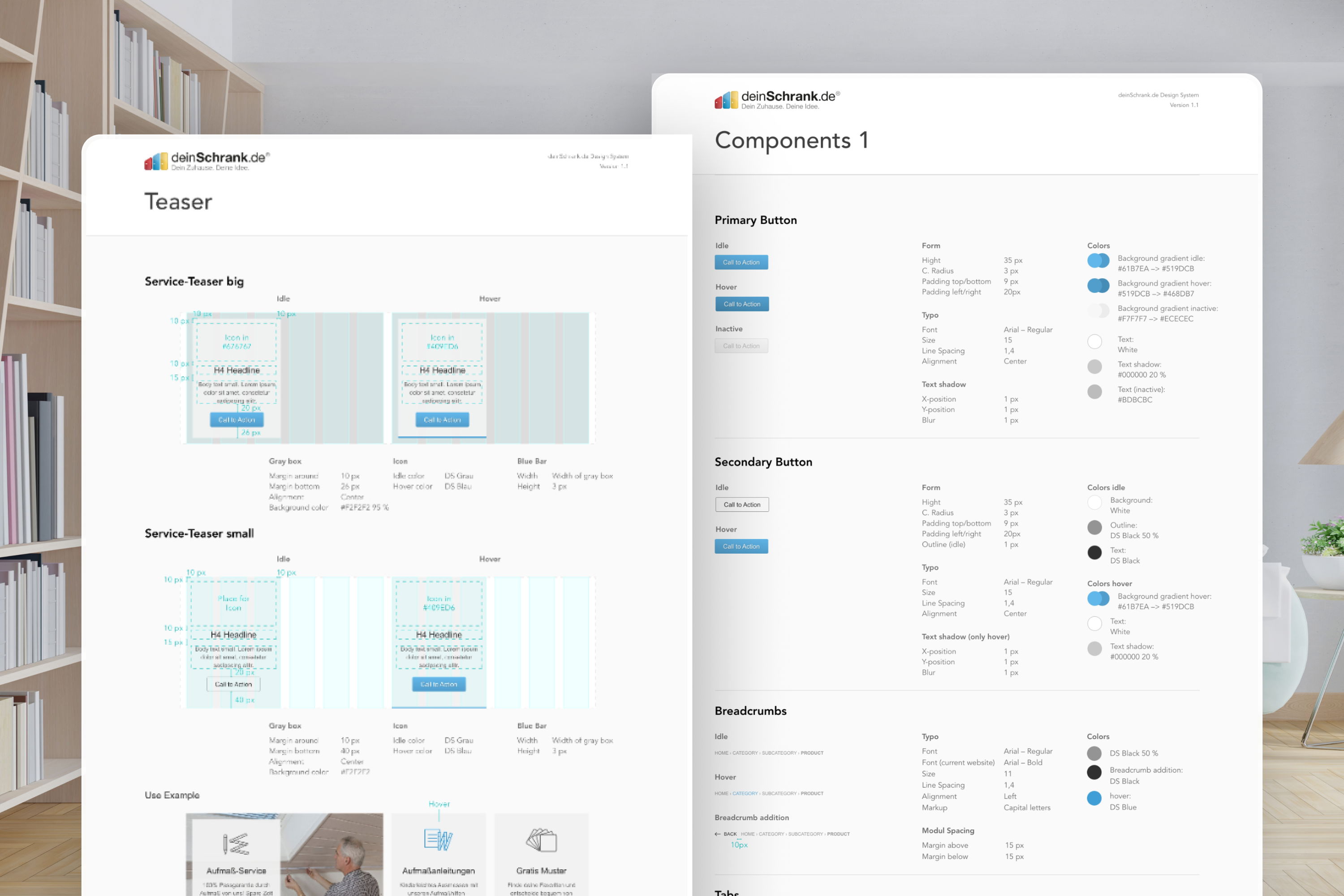 deinSchrank Designsystem und Modulbaukasten